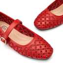 Trary Mary Jane Shoes Women, Hollow Flats for Women, Ballet Flats Shoes Round Toe Mary Jane Flats, Red Flats Shoes Dressy Comfortable Size 8