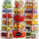 50 PCS Food Storage Containers with Lids (25 Containers & 25 Lids) - Reusable Plastic Food Containers for Kitchen Storage and Organization BPA-Free Leakproof Meal Prep Container with Labels & Pen