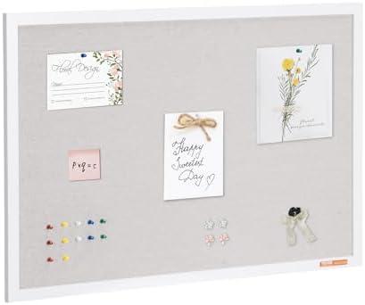 VEVOR 36"x24" White Cork Board with Linen Surface – Stylish Wall-Mounted Bulletin Board for Home, School, Office – Elegant & Functional Noticeboard