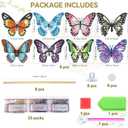 Vcekract 8 Pcs Butterfly Diamond Painting Kits, Diamond Art Kits for Garden Decor, Butterfly Stakes Diamond Art Kits for Adults, Crafts for Adults