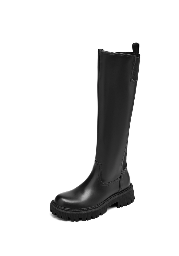 Women's Knee High Boots Fashion Platform Lug Sole Tall Riding Boots Comfortable Stretch Calf Dress Long Boots Size 11