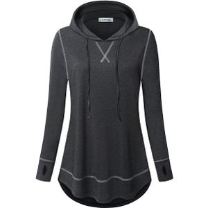 AxByCzD Workout Shirts for Women Loose Fit,Functional Gym Active Performance Tops Casual Lightweight Comfortable Clothes Morning Jogging Pilates Running Cycling Hoodies Black, Large