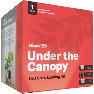 Miracle LED Under The Canopy Indoor Grow Light Kit - Double Plant Yield - Ultra Grow Red Spectrum 150W Replacement Grow Bulbs & 2-Socket Corded Fixture with SproutMatic Timer