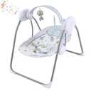 Baby Swing for Infant,Newborn Swing with Music,5 Speed Levels,Timing Setting,Soft Cushion,Foldable Infant Swing with with Hanging Planets Toy & Mirror for Indoor Outdoor Use 0-9 Months