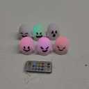 DRomance Halloween Ghost Lights Flameless Candles Battery Operated with Remote and Timer 6 Pack Color Changing LED Small Votive Candles Spooky Halloween Indoor Decoration(2 x 2.4 Inches)