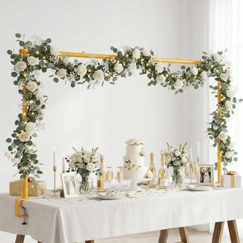 Adjustable Over The Table Arch Stand with Clamps - Heavy Duty Metal Balloon Table Rod for Wedding, Birthday, Halloween, Christmas Decorations -8FTx4FT Indoor & Outdoor Party Decor Frame