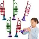 ArtCreativity 13 Inch Metallic Trumpets, Set of 5, Fun Plastic Musical Instruments Noise Makers for Parties and Events, Music Toys for Kids, Cool Birthday Party Favors for Boys and Girls