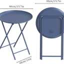 Garden 4 you Folding TV Tray Table, Metal Round Side Table, Blue Dinner Table with Metal Frame, Modern Outdoor Tray Table for Living Room, Bedroom, Patio & Small Spaces, 2 Packs, 2 PCS