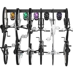 TORACK Bike Storage Rack, 6 Bike Racks & 5 Hooks for Garage, Wall Mount Vertical Bicycles Hanger for Home Space Saving, up to 600lbs, 64-inch