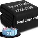 AHEONLAR 21FT Round Pool Liner Pad, 400G/M Extra Thick Black Pool Pads for Above Ground Pool, Heavy Duty Pool Liner Pad Geotextile Material Pool Liner Puncture-Proof Pool Bottom Padding(21'Round)