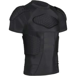 Mens Football Padded Shirt Football Rib Protectors Padded Compression Shirt 6-Football Pads Protective Gear for Baseball Basketball Softball, XL