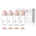 Natural Glass Baby Bottle 8 oz for Breastfed Babies, Anti-Colic Baby Bottle Set with Medium Flow Nipple, 3 Months +, 4 Pack - Pink (8 Ounce (Pack of 4))