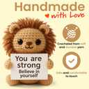 2 x Positive Crochet Animals Lion - Handmade Emotional Support Crochet Doll Desk Decor Pickle Gifts Emotional Support Plush for Anxiety & Stress Relief Love Gift, 5.5 inches