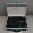 Victrola Journey Bluetooth Portable Suitcase Record Player  with Built-in Speakers, 3 Speed Vinyl Record Player, RCA Out, Headphone Jack (Turquoise)