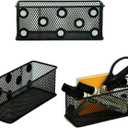 Neudeco Magnetic Locker Organizer and AccessoriesWire Mesh Magnetic Storage Basket ,Magnetic Holder for Dry Erase Markers,Strong Magnet Pen Holder for Fridge School,Pack 3 (Black)