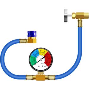 AC R134a Recharge Hose with Gauge Kit, Freon U Charge Hose 100 pounds per Square inch, Low Pressure Meter Can Tap Quick Coupler Adapter, Fits for Car AC Air Conditioning Refrigerant
