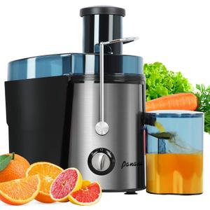 Panana Centrifugal Juicer Extractor with Wide Mouth 2.5 Feed Chute for Fruit Vegetable, Easy to Clean, Stainless Steel, BPA-free (Silver)