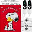 Get Trend Peanuts Snoopy Heated Blanket Electric, King Size Luxurious Fleece Blanket, 9 Heat Settings Auto Shut-Off, 90x105in, Gifts for Mom, Grandma, Grandpa (Red Snoopy, King US)