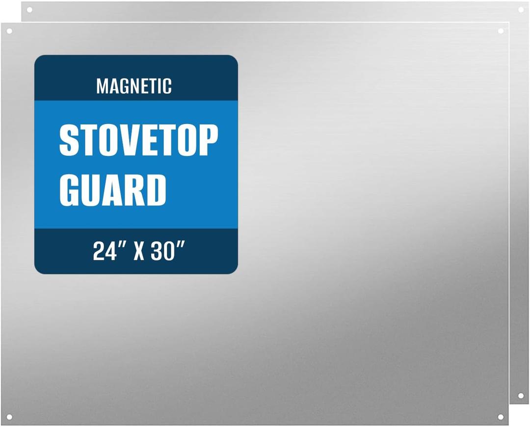 2-Pack 24" By 30" Stainless Steel Stove Backsplash, Reversible Ultra Flat Splatter Guard Range Hood Backsplash, Easy Clean Wall Shield Magnetic Metal Panel 2-Pack 24" By 30" Stainless Steel Stove Backsplash, Reversible Ultra Flat Splatter Guard Range Hood Backsplash, Easy Clean Wall Shield Magnetic Metal Panel