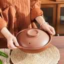 Unglazed Terracotta Ceramic Casserole Dish, Clay Pot, Earthen Pot Cookware with Lid for Dinner and Party, Stockpot for Rice Hot Pot, Stew, Bakeand Serve Oven Safe-Heat Resistant (0.95QT/0.9L, 0.95QT/0.9L)