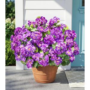 Fake Geraniums Artificial Flowers for Outdoors Outside, 6 Bundles Purple Silk Geraniums Fake Flowers Plants Realistic UV Resistant Faux Flowers for Outdoor Planters Garden Balcony Yard Porch Indoor
