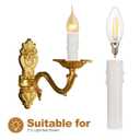 PATIKIL 3.5 Inch Tall Candle Covers Sleeves, 12Pcs Plastic E12 Chandelier Socket Sleeves Drip Candle Socket Covers Bulb Light Base Holder for Crystal Candle Lamps, White