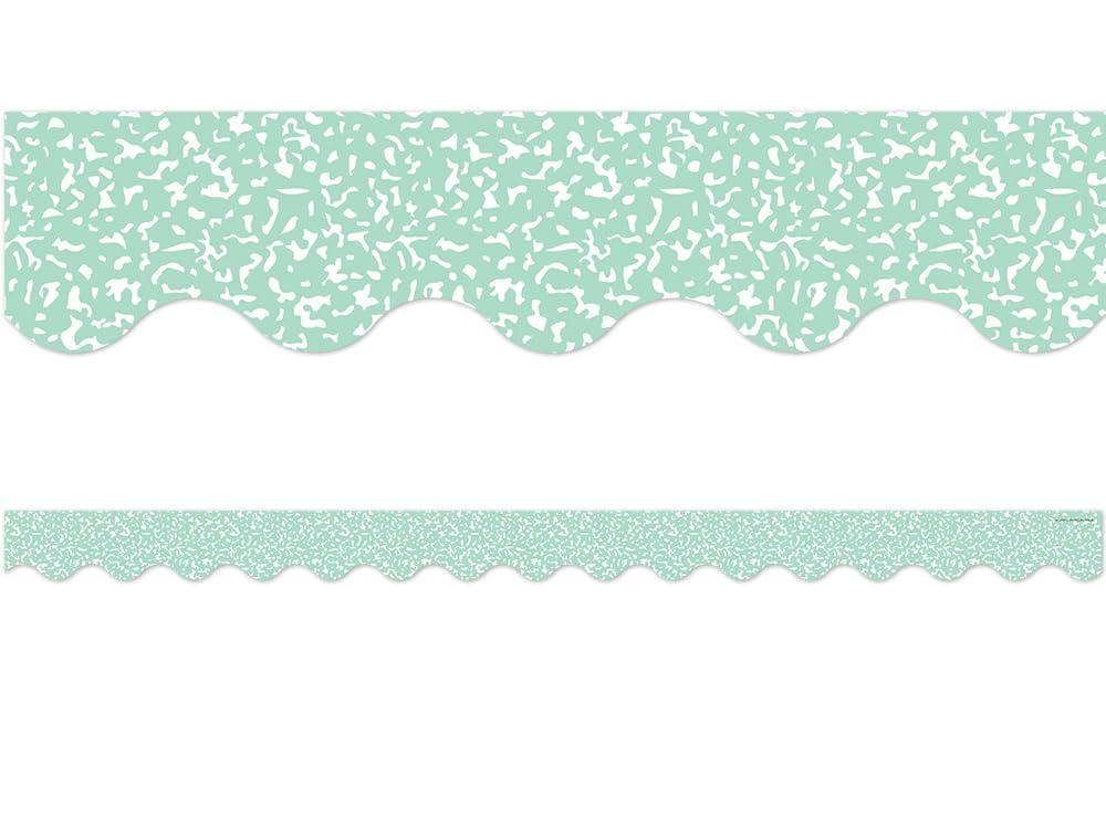 3 x Teacher Created Resources Composition Green Scalloped Border Trim (TCR9314)