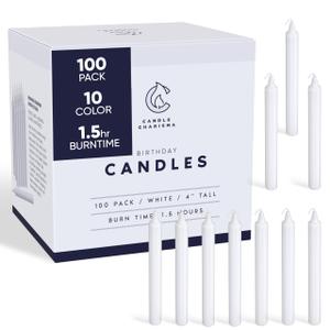 Pack of 2 Candle Charisma 100 White Spell Candles - 4" Unscented Paraffin Chime Candles, Smokeless & Dripless, Colored Candles, 1.5 Hours Burn Time 0.4" Thick Taper Candles for Rituals,Birthdays and Parties