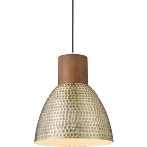 ELYONA Vintage Hammered Pendant Light Fixture, 7 Small Brushed Brass Metal Hanging Light Solid Wood Antique Gold Pendant Lamp for Kitchen Island, Farmhouse, Dining Room, Adjustable Height (Brass - 1 Pack)