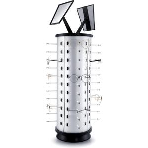 VARIPOWDER 360 Rotating Sunglass Display Stand Sunglasses Organizer for Commercial & Home Use, Eyeglass Holder Stand, Space-Saving Sunglasses Display Rack with Mirror for 44 Pairs of Glasses