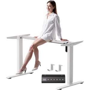 Electric Standing Desk Frame, Height Adjustable Desk Legs Up to 47.2",with Memory Controller,Ergonomic Stand Up Base Workstation for Home Office, White Frame Only
