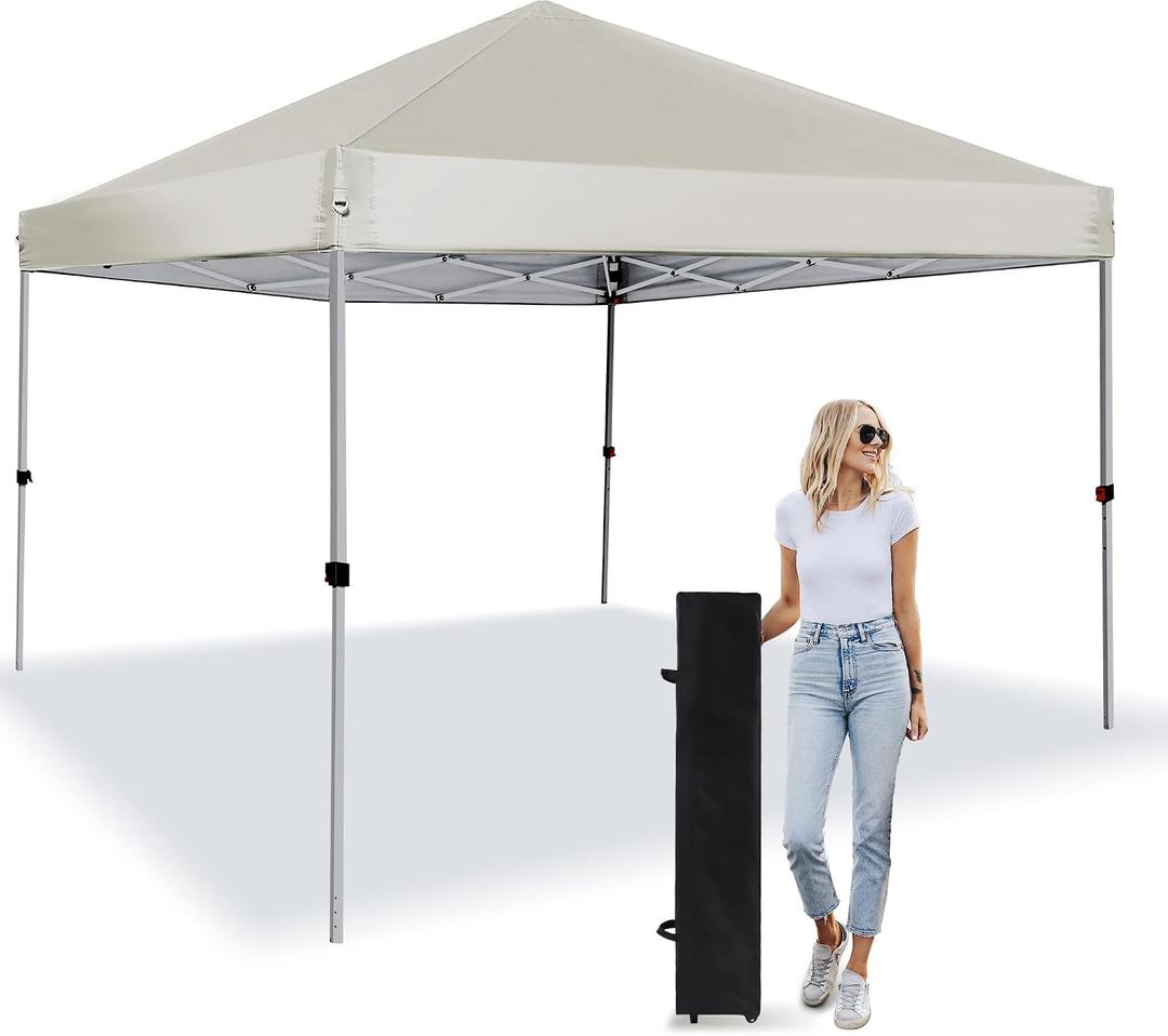 Pop Up Canopy Tent 8X8 FT,Easy Set-up Sade,Instant Shelter w/Canopy Cover,4 Ropes,Adjustable Straight Leg Heights Canopies,Outdoor Patio Tents for Parties,Commercial,Silver White