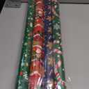 Panigkids Christmas Wrapping Paper, Large Xmas wrapping paper with Gingerbread Man, Santa's Sleigh & Reindeer Designs, 4 jumbo rolls - 17 in. x 16.4 ft. Per Roll, Merry Christmas for Kids Adults