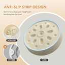 Ceramic 1.2 Cup Raised Slow Feeder Dog Bowl Set, Elevated 6.1inch Bowl and 7.3inch Slow Pet Food Dish with Wooden Stand for Small and Medium Dog (2 x Beige+ Stand)