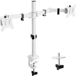 ErGear Fully Adjustable Dual Monitor Mount for 2 Screens up to 32 Inches, Holds up to 17.6 lbs Each Arm, Desk Stand, White