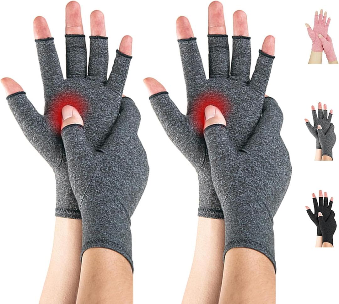 2 Pairs Arthritis Compression Gloves for Women Men for Rheumatoid, Osteoarthritis, Carpal Tunnel Pain,Computer Typing