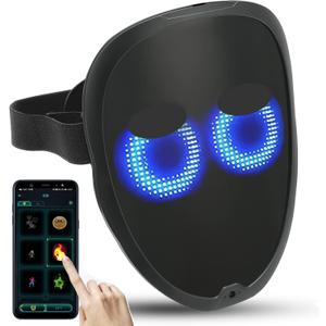 brookhaus Led Mask, Bluetooth App Controlled Halloween Masks, Luminous Mask for Adults, Light up Costumes Masks