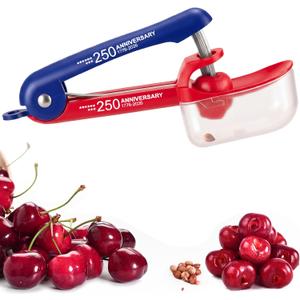 2 x Cherry Pitter Cherries Pitter Tool For Cherry Season | 250th Independence Day Pattern,Stainless Steel Rod,Lock Design, Sorage Box,Dishwasher