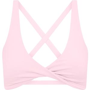 Lacozy Sports Bras for Women Criss Cross Back V-Neck Wireless Padded Yoga Workout Crop Top Strappy Tank Light Pink M (M)