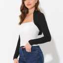 Allegra K Elegant Shrugs for Women's Long Sleeve Cotton Knit Open Front Bolero Shrug (Black, M)