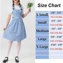 Women's Blue Gingham Costume, Storybook Character Dress Set for Halloween, Cosplay, and Themed Parties (Blue, XS)