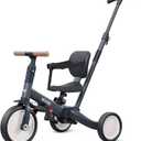 Newyoo Tricycle for Toddlers 1-3, Toddler Bike, Trike with Push Handle, Perfect Boys and Girls Birthday Gift and Toys, Balance Bike with Backrest and Safety Belt, TR007, Dark Gray