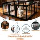 Transparent Indoor Dog Playpen with Safety Lock, Indoor Dog Fence for Small & Medium Pets | Secure, Stylish, Easy Clean Play Pen for Dogs & Pets with Scratch Resistant Panels (Black, 10 Panel)