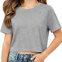 ZDC Girls Short Sleeve Crop Tops Kids Casual Crewneck T-Shirts Basic Tees 5-14 Years