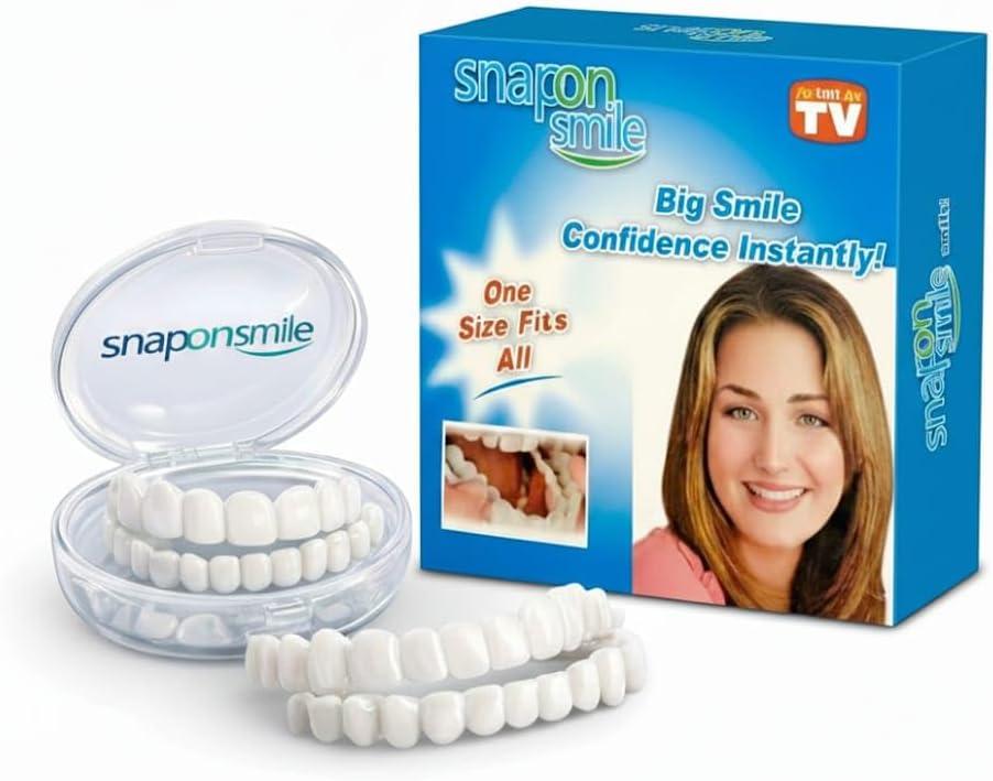 Snap-On Veneers - Professional DIY Smile Correction Kit for Men & Women - Comfortable, Natural White Top & Bottom Set - Perfect for Hiding Gaps, Stains & Missing Teeth - Easy Home Fit