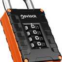 NOVLOCK Locker Lock for Gym, School, Home & Work |4-Digit Combination Padlock | 1-Pack, Black/Orange