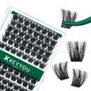 Lash Clusters 96pcs Individual Lashes Y02 D Curl 10mm Eyelash Clusters KEYYOU Volume Wispy Lash Extension Soft&Comfortable Easy DIY at Home(Y02,D-10mm)