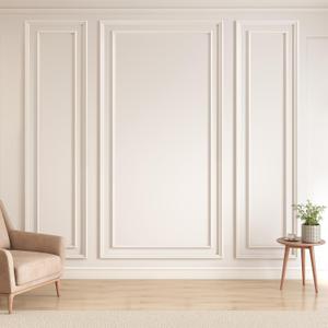 JBER Peel and Stick Wall Molding Kit, 6 Pre-Cut Bilinear Panels, White