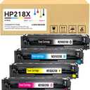 218X High Yield Toner Cartridge (No Chip) Replacement for HP 218X/218A to Compatible with HP Color Laser Jet Pro 3201dw MFP 3301cdw MFP 3301fdw MFP 3301sdw (4 BK/Y/C/M) W2180/2181/2182/2183X (No Chip)