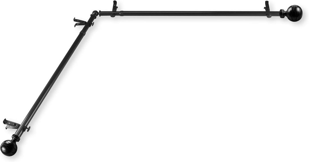 Rod Desyne 4884-282-CORNER Corner Window Curtain Rod 13/16", Black